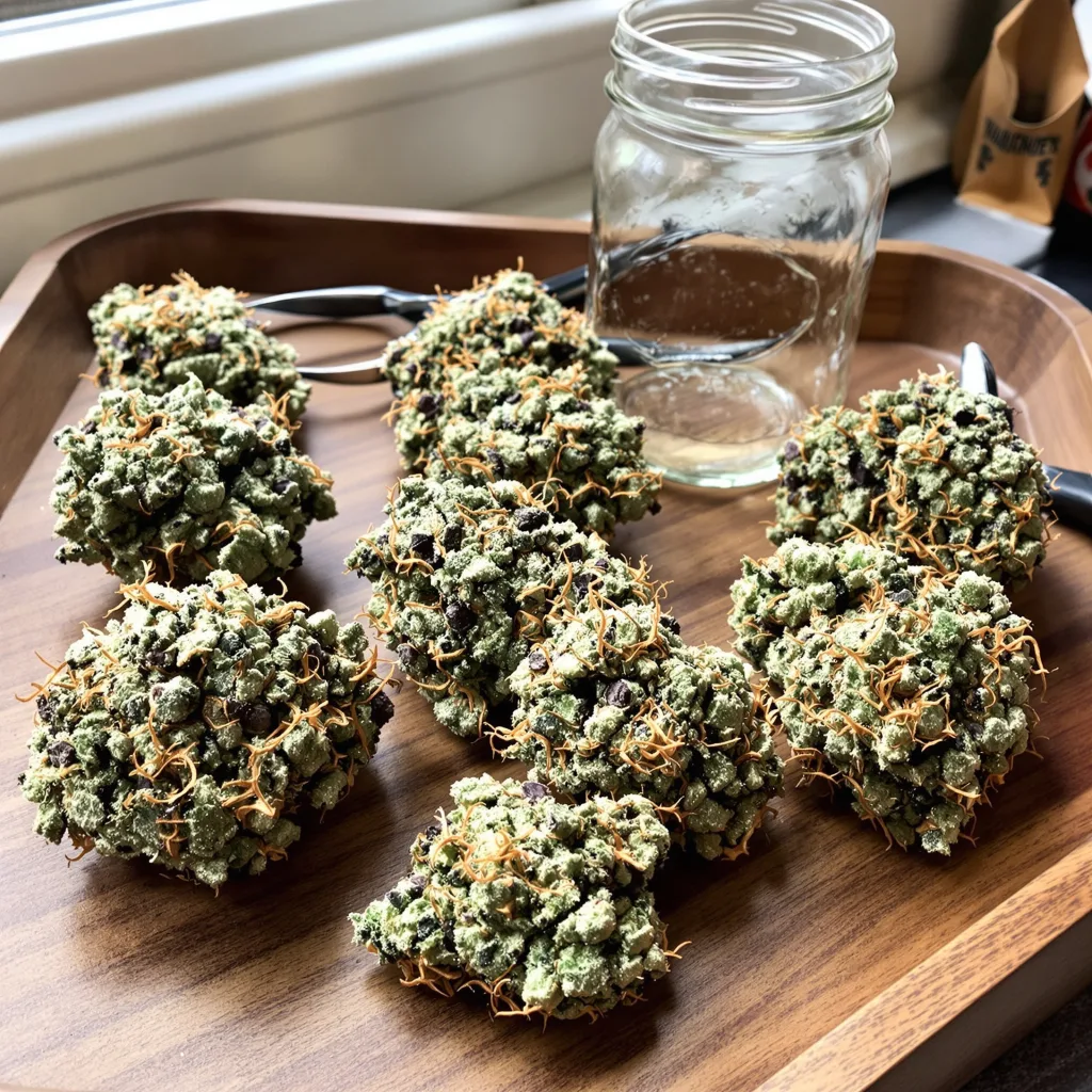 Ogre 61% indica / 39% sativa — fleur avec trichomes visibles