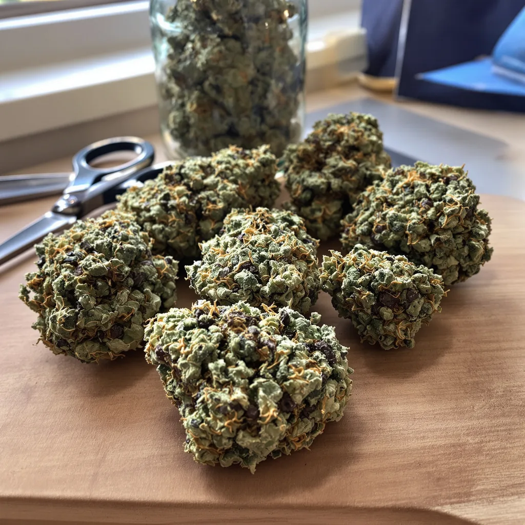 Old School OG 76% indica / 24% sativa — fleur avec trichomes visibles