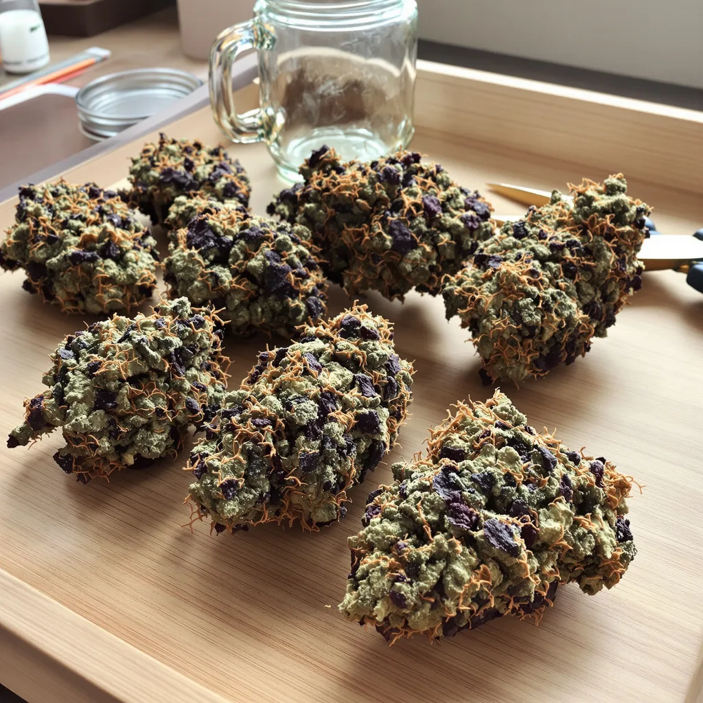Old School OG 76% indica / 24% sativa — fleur avec trichomes visibles