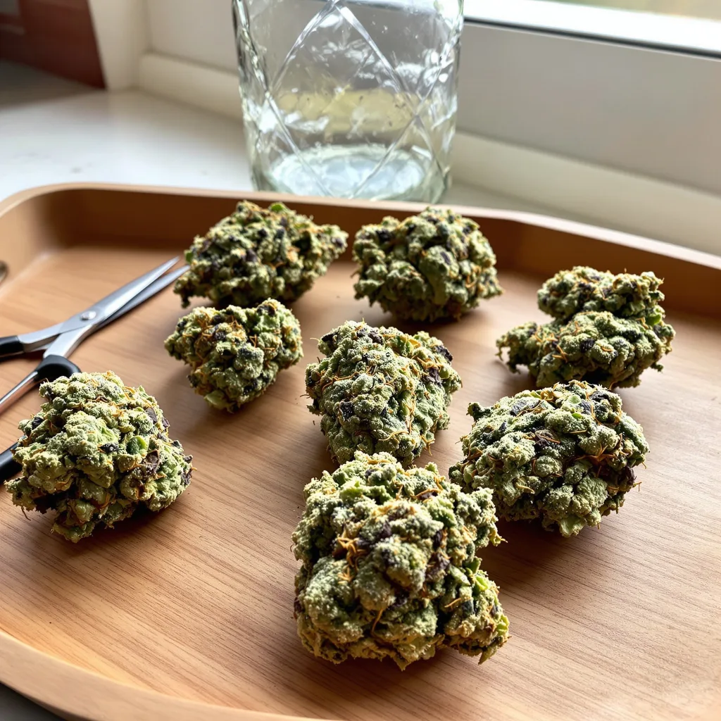 Opium 62% indica / 38% sativa — fleur avec trichomes visibles