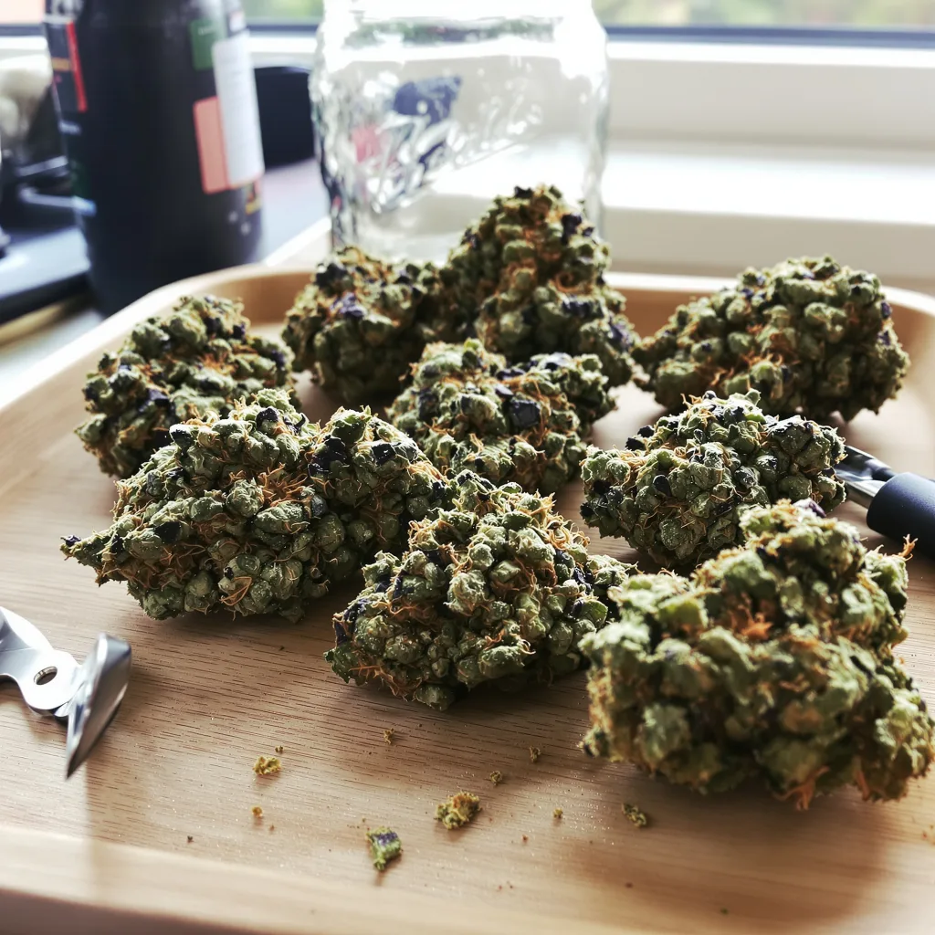 Orange Bud 79% indica / 21% sativa — fleur avec trichomes visibles