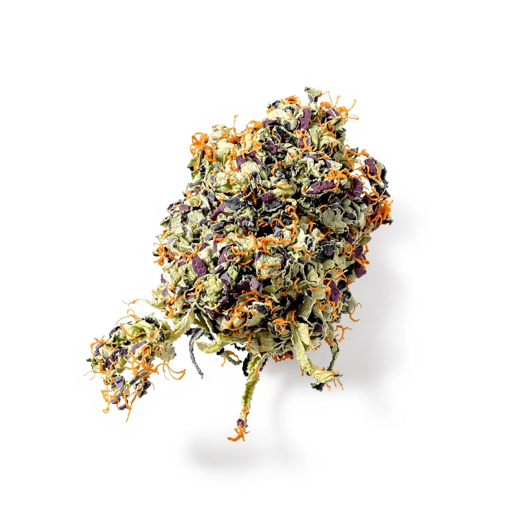 Orange Bud 79% indica / 21% sativa — fleur avec trichomes visibles