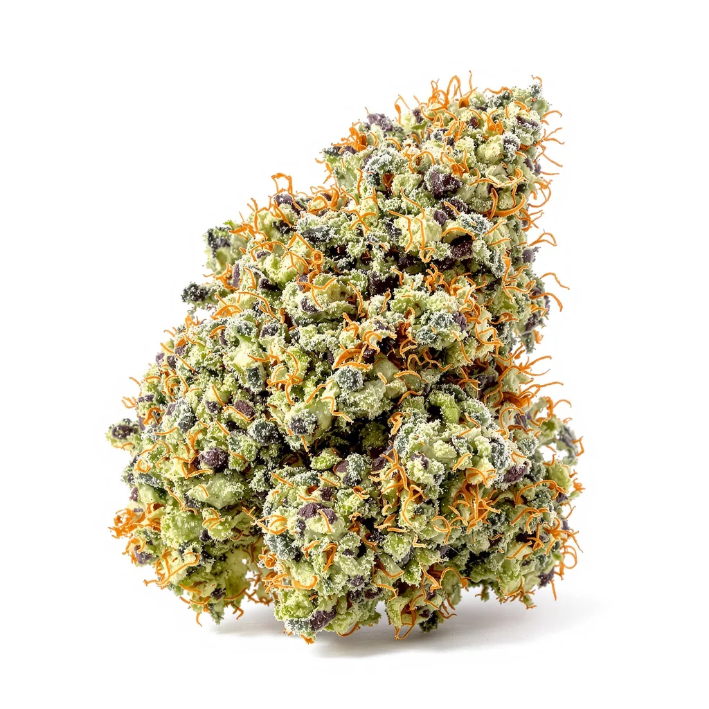 Orange Cream 48% indica / 52% sativa — fleur avec trichomes visibles