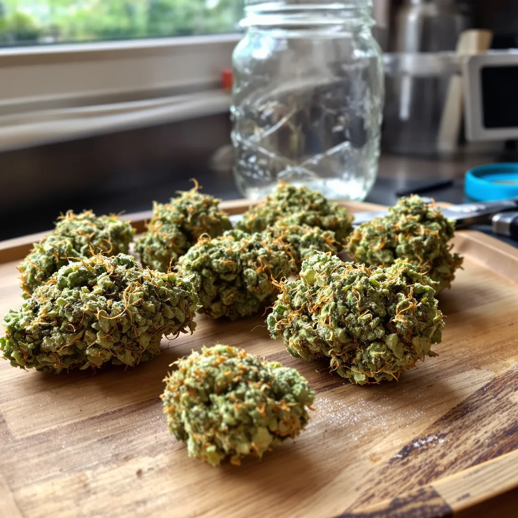 Orange Crush 20% indica / 80% sativa — fleur avec trichomes visibles