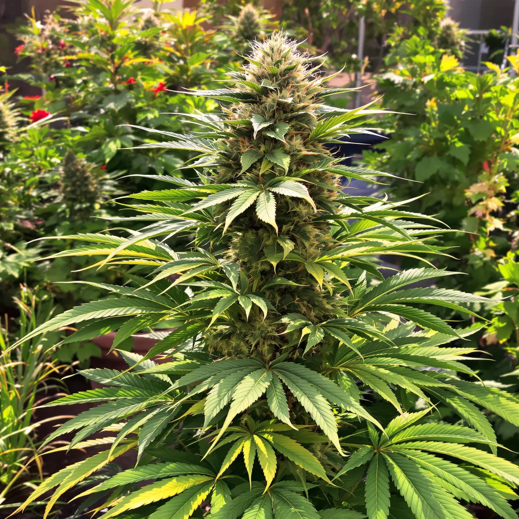 Oregon Peach 83% indica / 17% sativa — fleur avec trichomes visibles