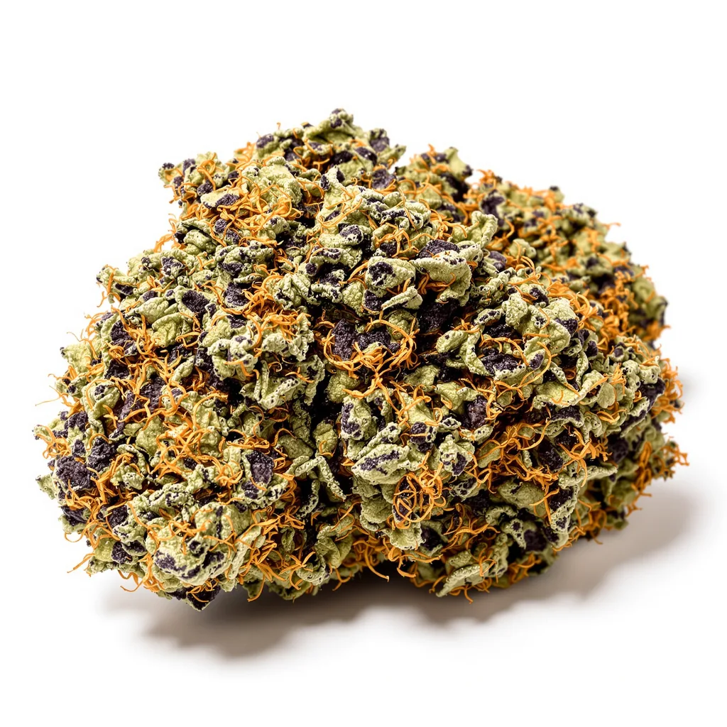 Ortega 75% indica / 25% sativa — fleur avec trichomes visibles