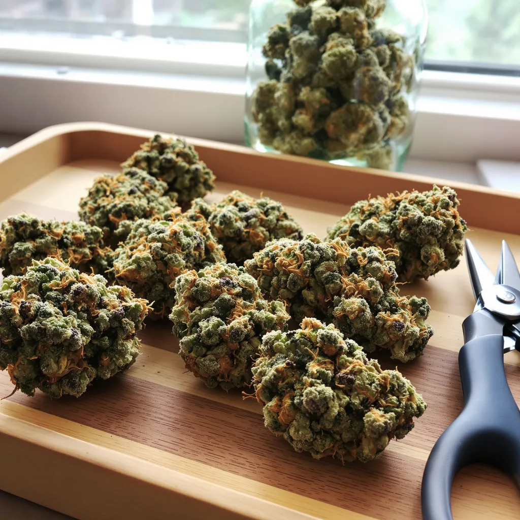 Pandora’s Box 60% indica / 40% sativa — fleur avec trichomes visibles