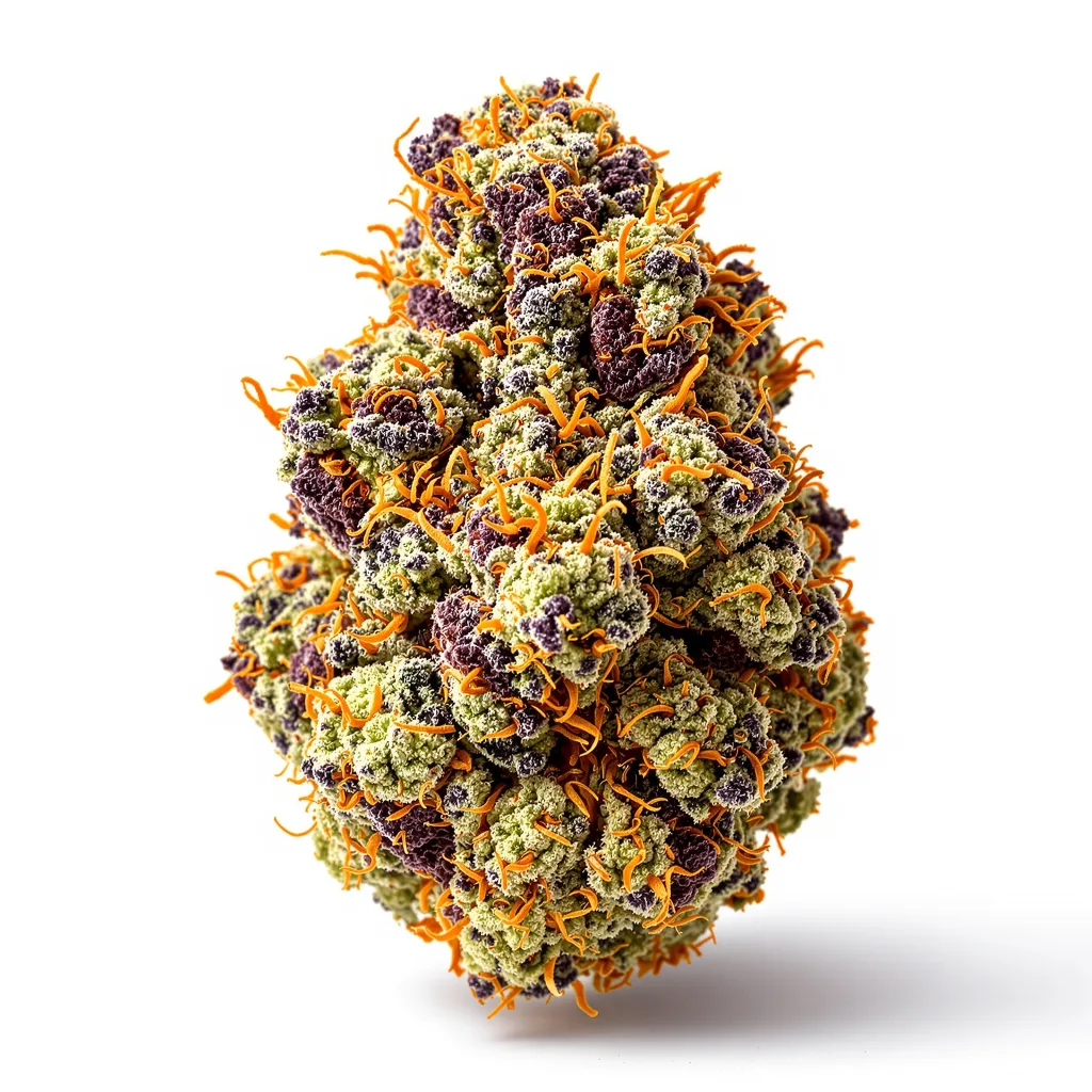 Papa's OG 80% indica / 20% sativa — fleur avec trichomes visibles