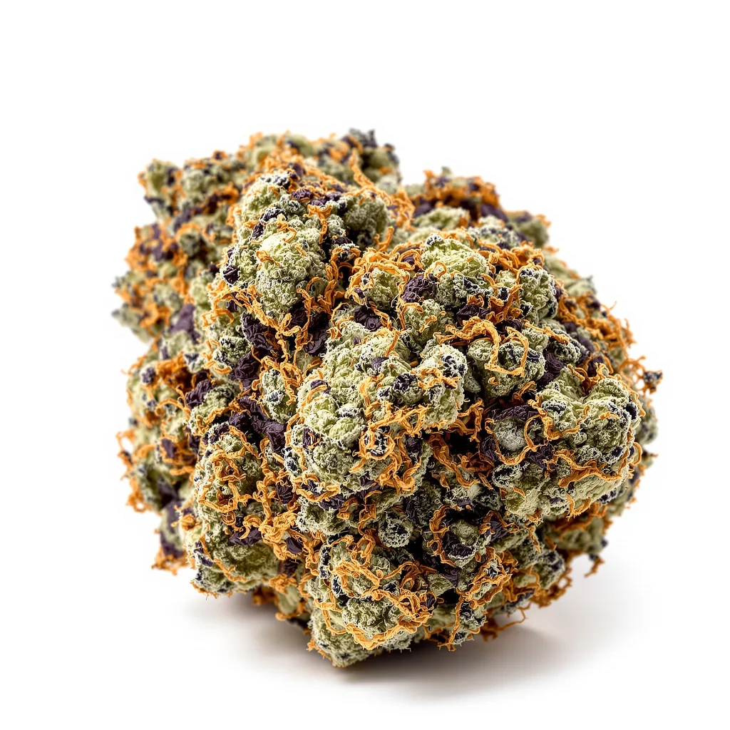 Papaya Cookies 76% indica / 24% sativa — fleur avec trichomes visibles