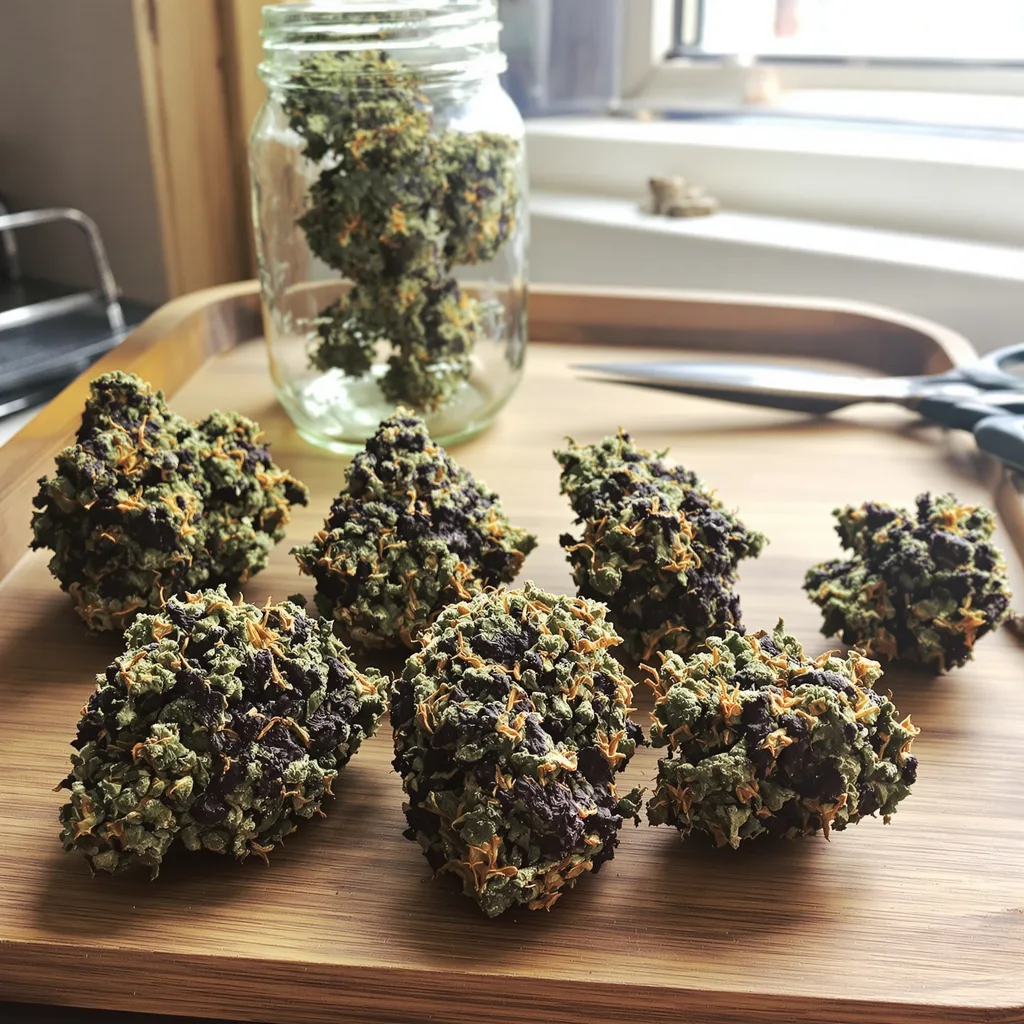 Papaya Cookies 76% indica / 24% sativa — fleur avec trichomes visibles