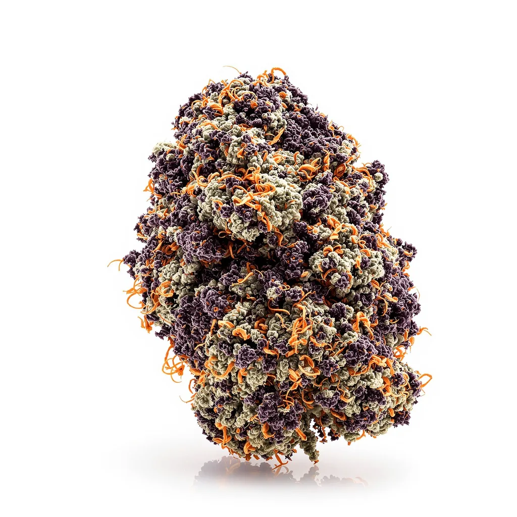 Papaya Cookies 76% indica / 24% sativa — fleur avec trichomes visibles