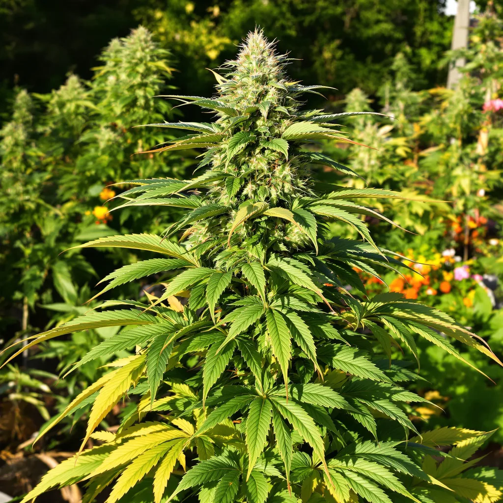 Papaya 66% indica / 34% sativa — fleur avec trichomes visibles