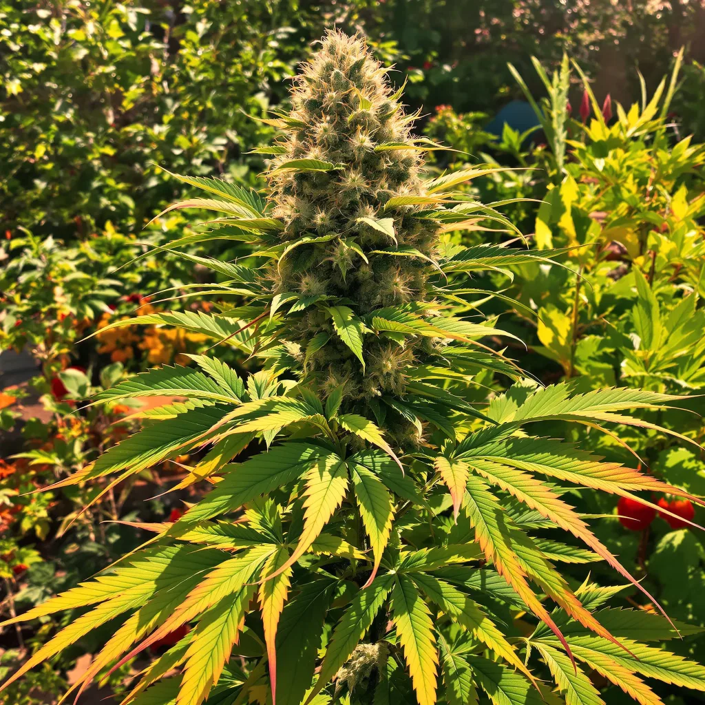 Peanut Butter Breath 70% indica / 30% sativa — fleur avec trichomes visibles