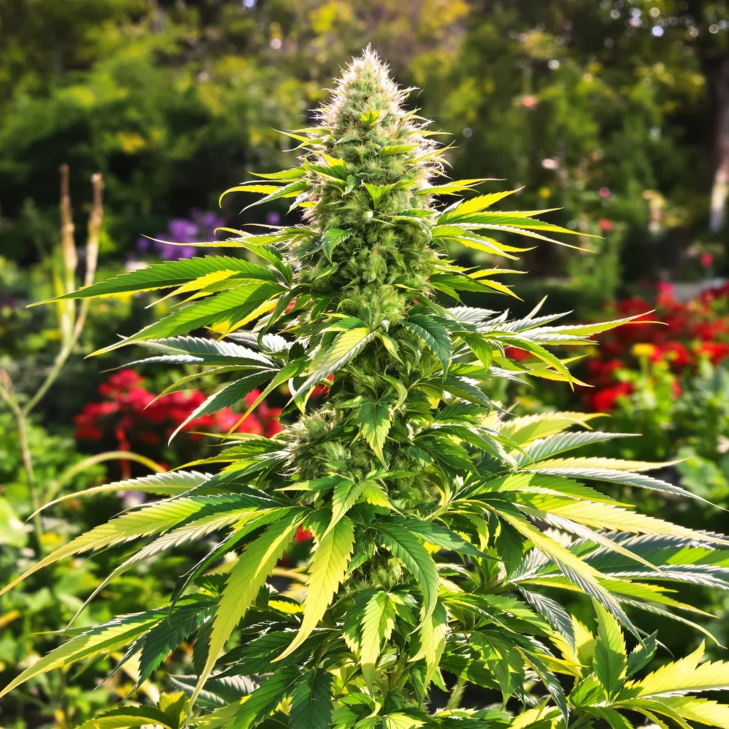 Peanut Butter Gelato 55% indica / 45% sativa — fleur avec trichomes visibles