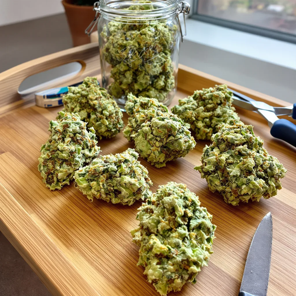Pennywise CBD 58% indica / 42% sativa — fleur avec trichomes visibles