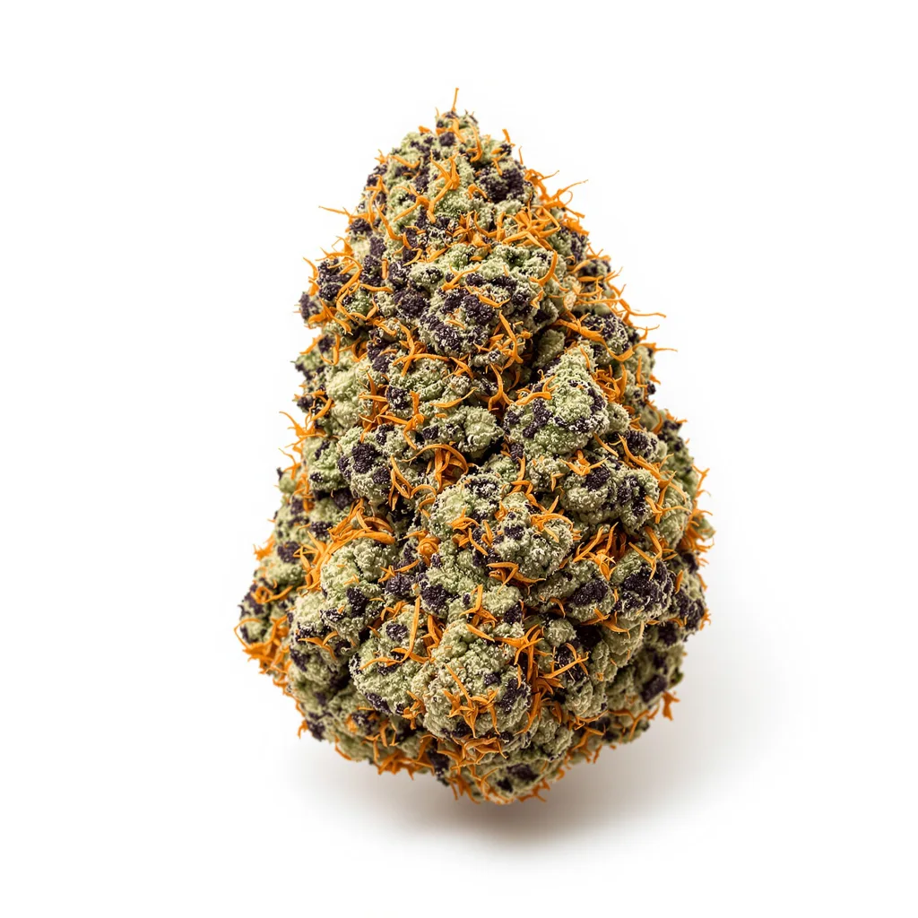 Petrolia Headstash 72% indica / 28% sativa — fleur avec trichomes visibles