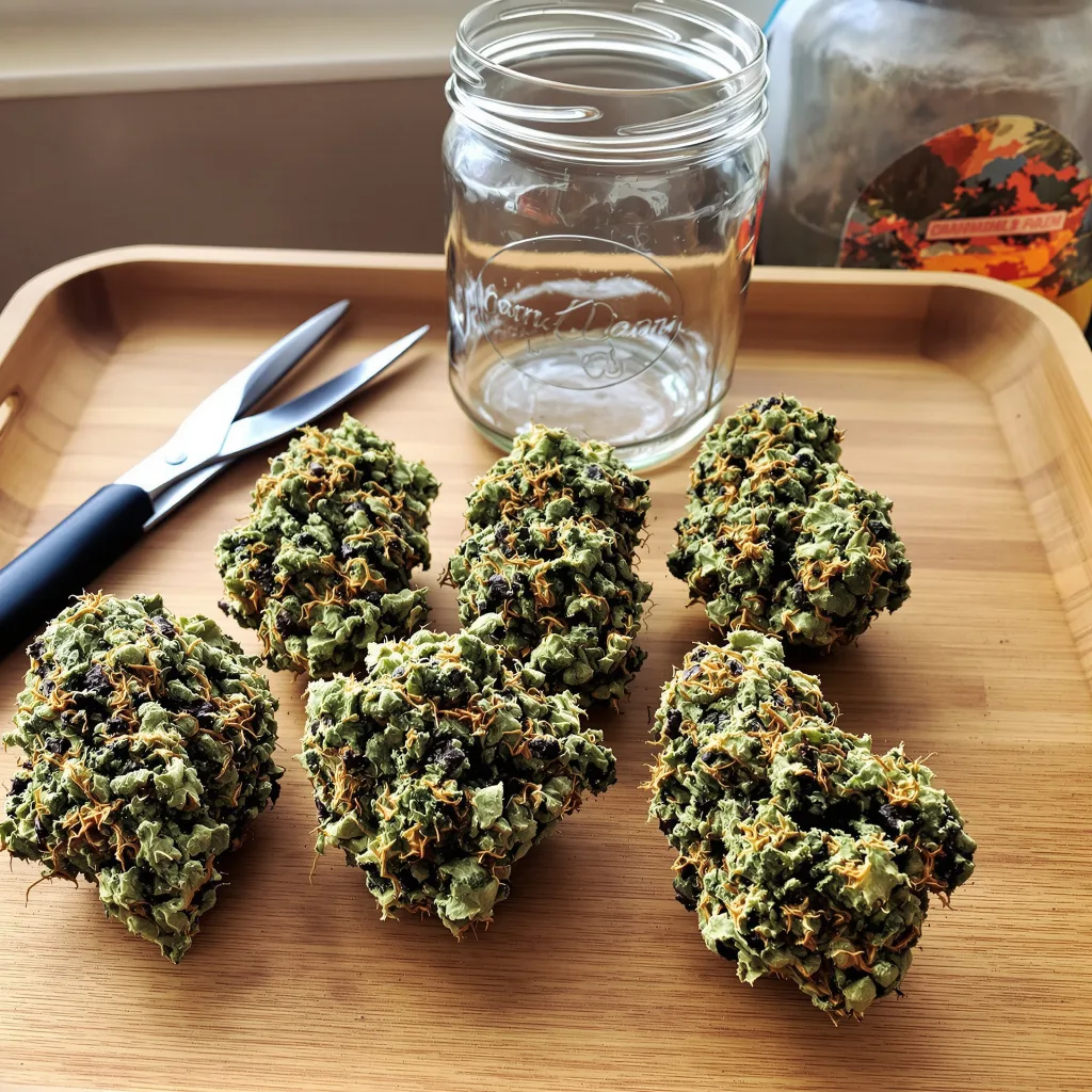 Peyote Cookies 70% indica / 30% sativa — fleur avec trichomes visibles