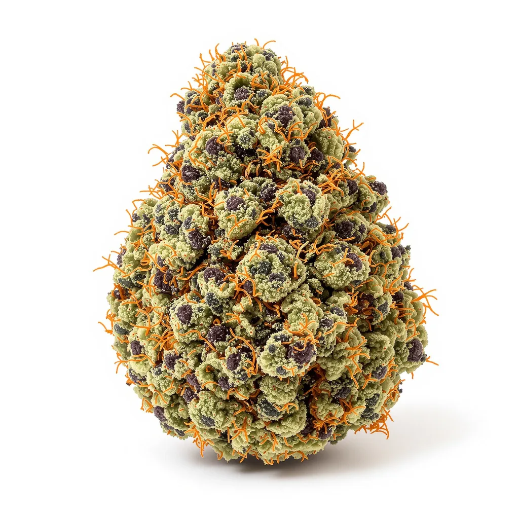 Peyote Cookies 70% indica / 30% sativa — fleur avec trichomes visibles