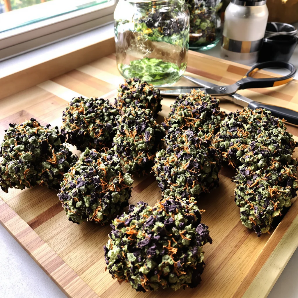 Peyote Gorilla 70% indica / 30% sativa — fleur avec trichomes visibles