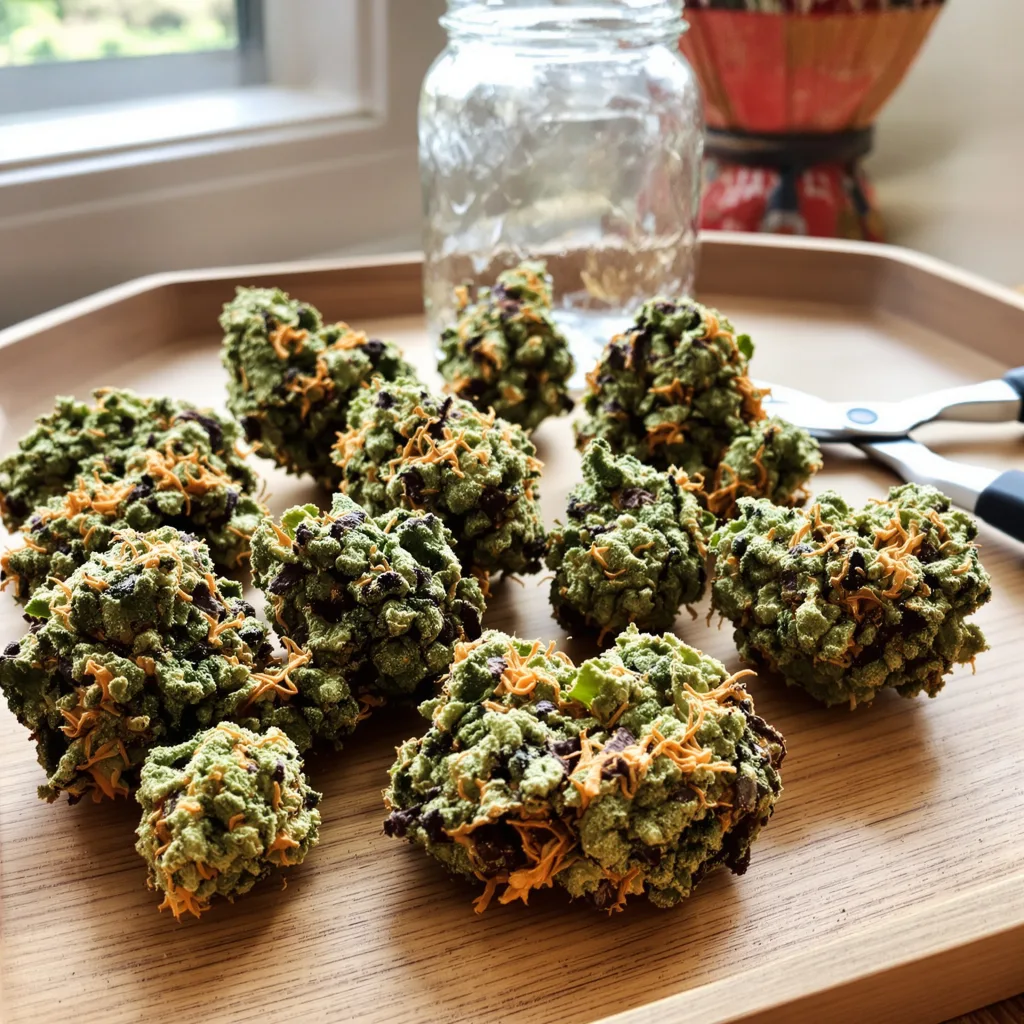 Phantom Cookies 40% indica / 60% sativa — fleur avec trichomes visibles