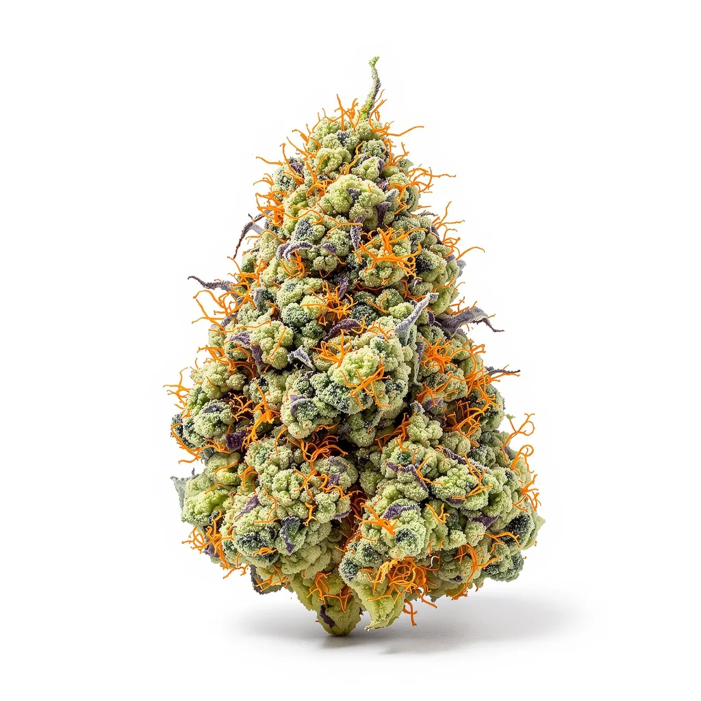 Phantom OG 50% indica / 50% sativa — fleur avec trichomes visibles