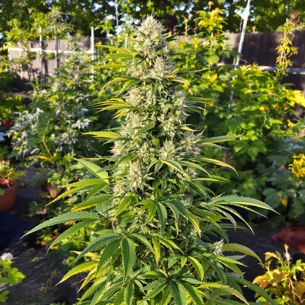 Pina Colada 50% indica / 50% sativa — fleur avec trichomes visibles