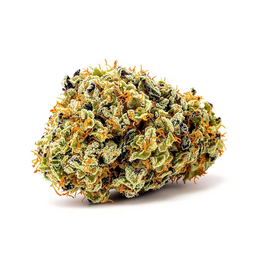 Pina Colada 50% indica / 50% sativa — fleur avec trichomes visibles