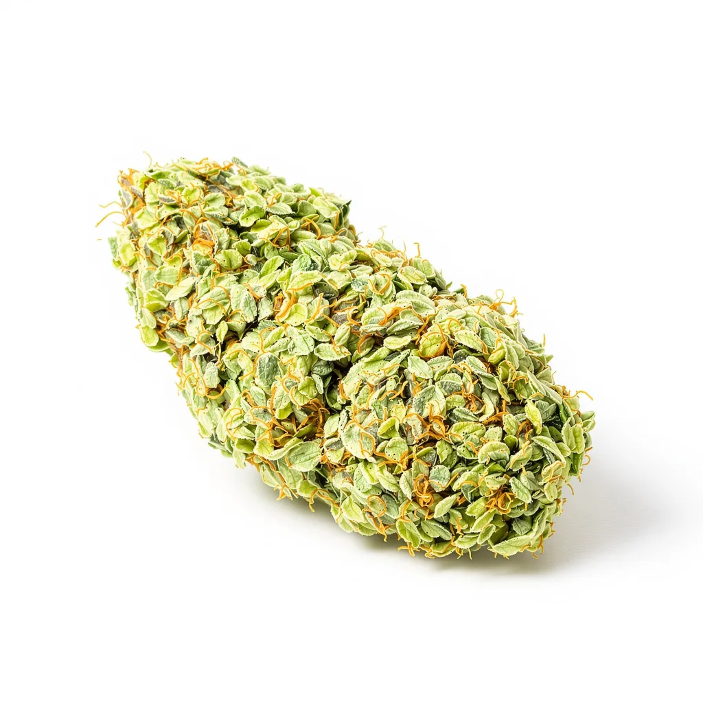 Pincher's Creek 30% indica / 70% sativa — fleur avec trichomes visibles