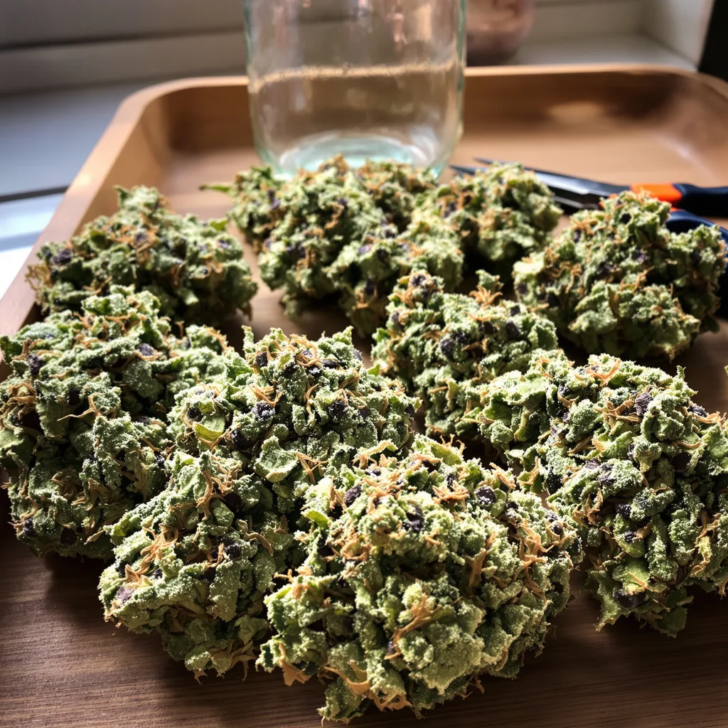 Pineapple 50% indica / 50% sativa — fleur avec trichomes visibles
