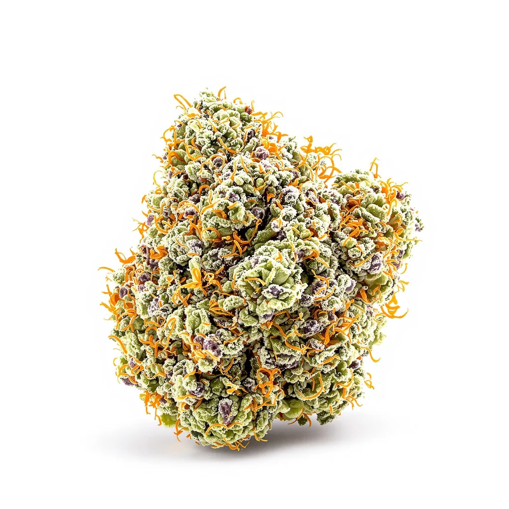 Pineapple 50% indica / 50% sativa — fleur avec trichomes visibles