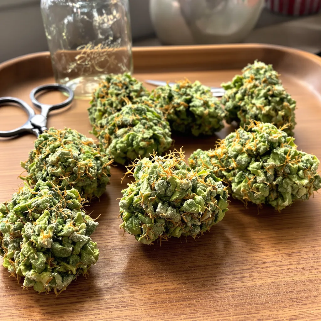 Pineapple Haze 30% indica / 70% sativa — fleur avec trichomes visibles
