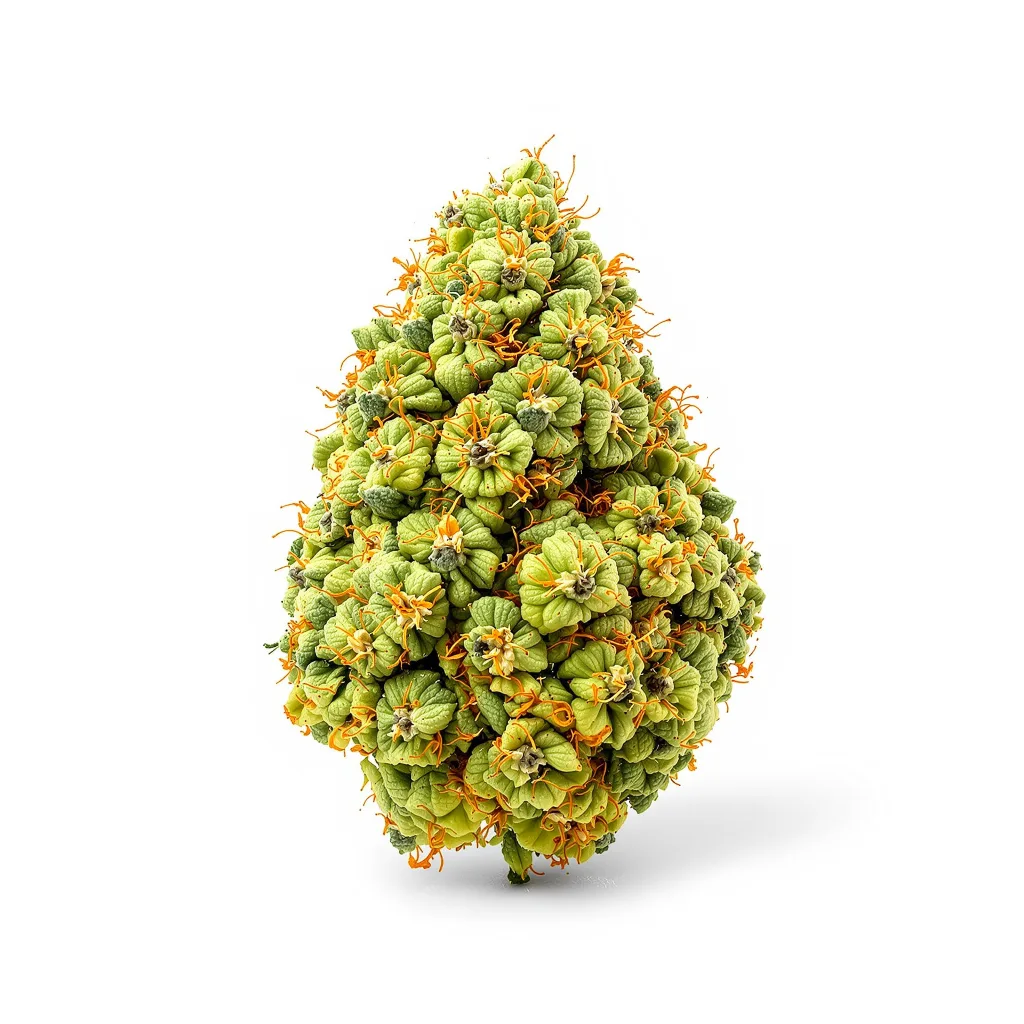 Pineapple Haze 30% indica / 70% sativa — fleur avec trichomes visibles