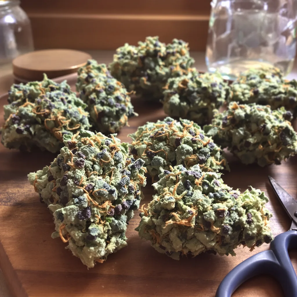 Pineapple Kush 40% indica / 50% sativa — fleur avec trichomes visibles