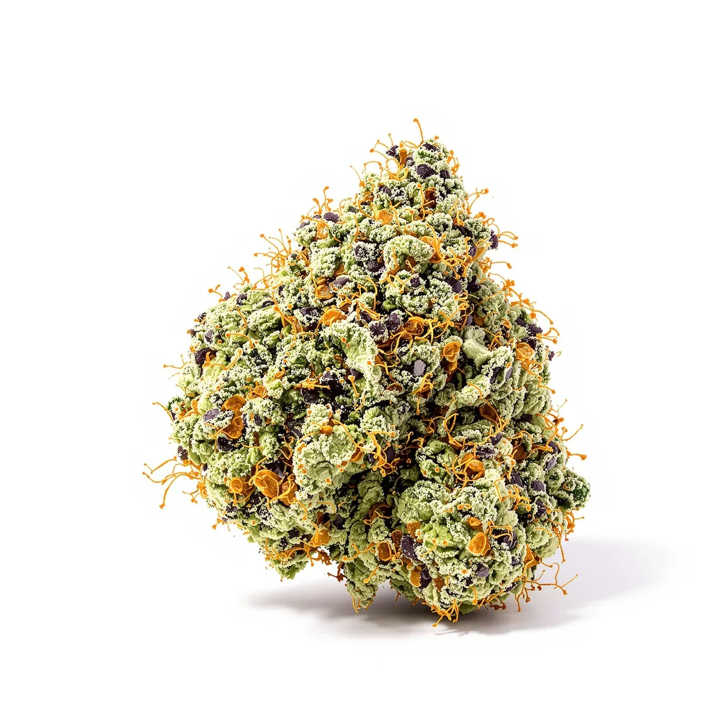 Pineapple Kush 40% indica / 50% sativa — fleur avec trichomes visibles