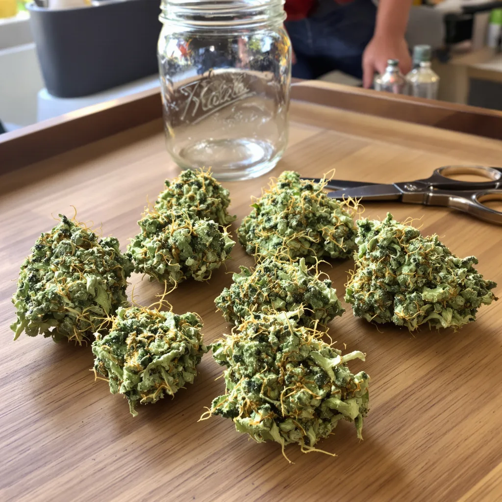 Pineapple Mayhem 11% indica / 89% sativa — fleur avec trichomes visibles