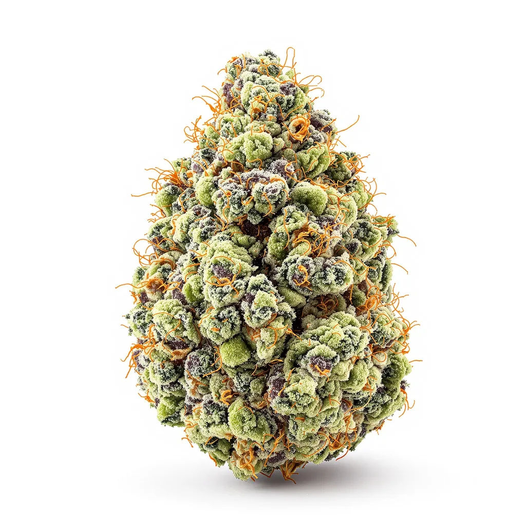 Pineapple Purple Skunk 60% indica / 40% sativa — fleur avec trichomes visibles