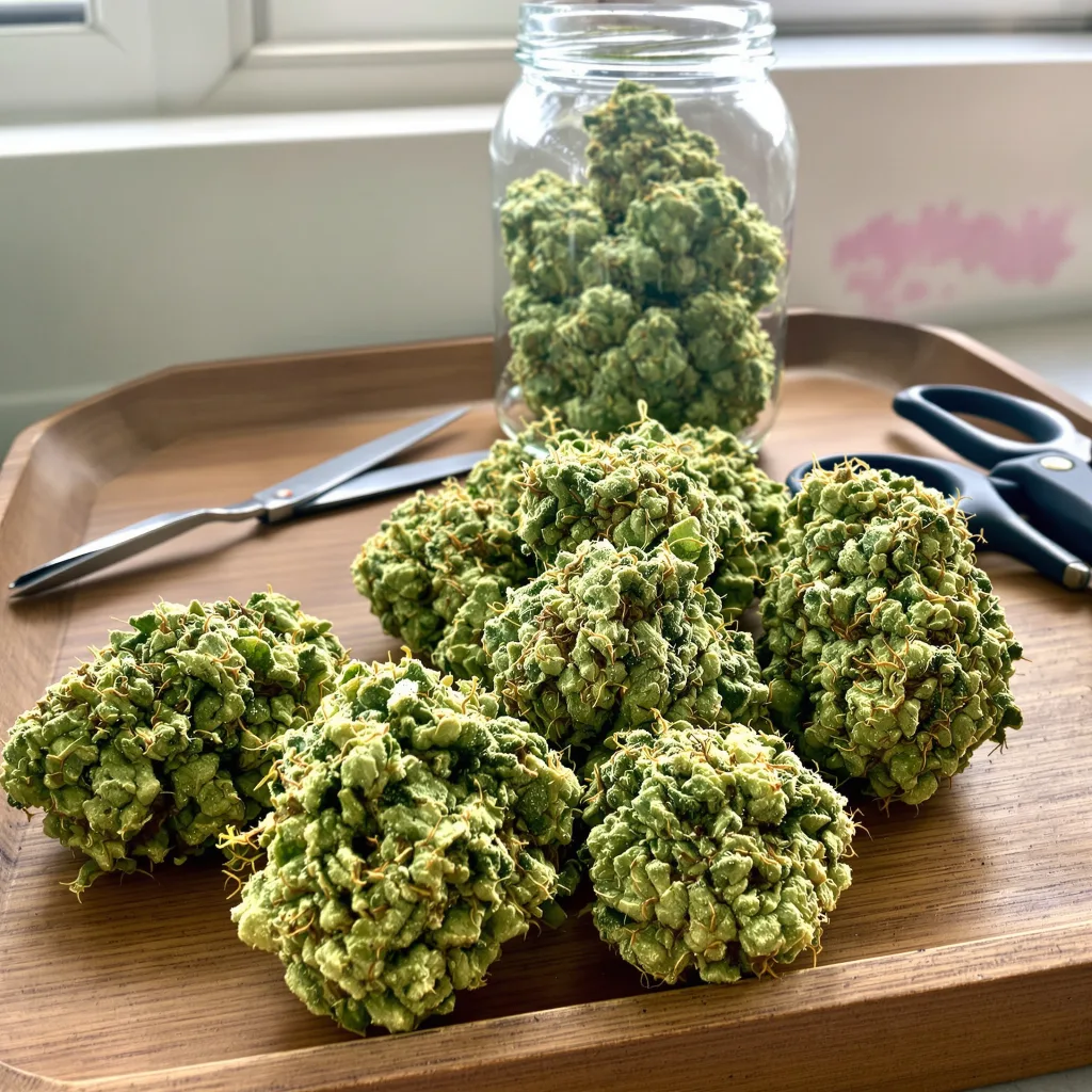 Pineapple Thai 50% indica / 100% sativa — fleur avec trichomes visibles