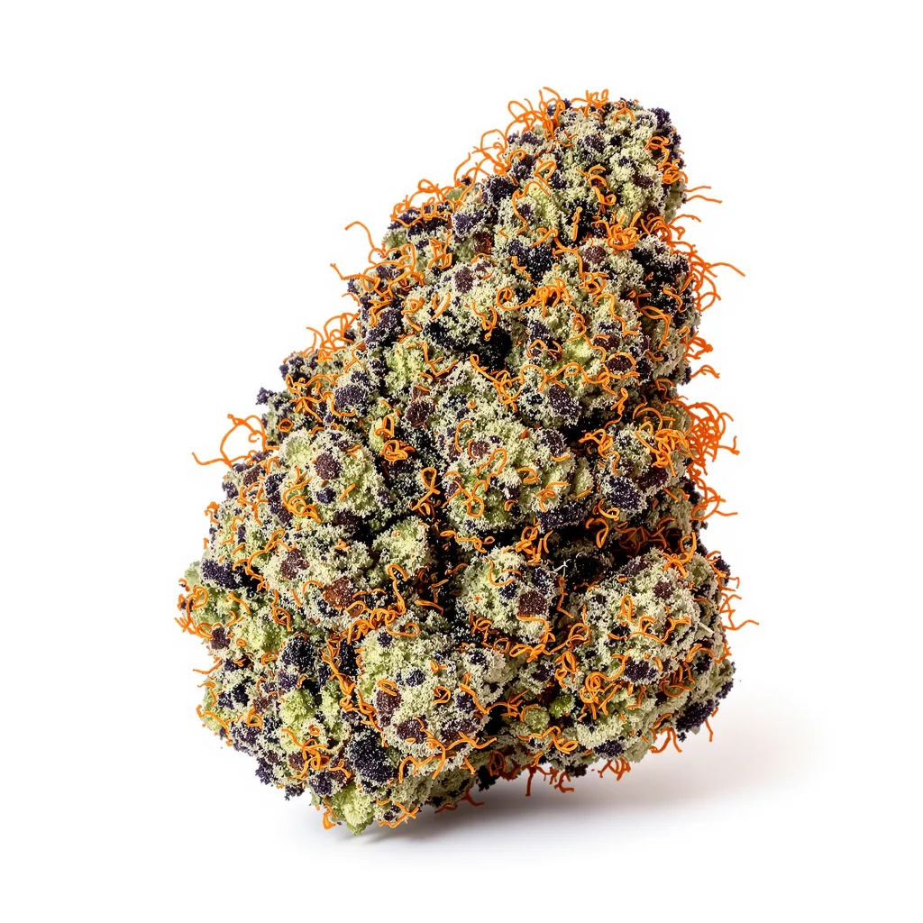 Pink Bubba 67% indica / 33% sativa — fleur avec trichomes visibles