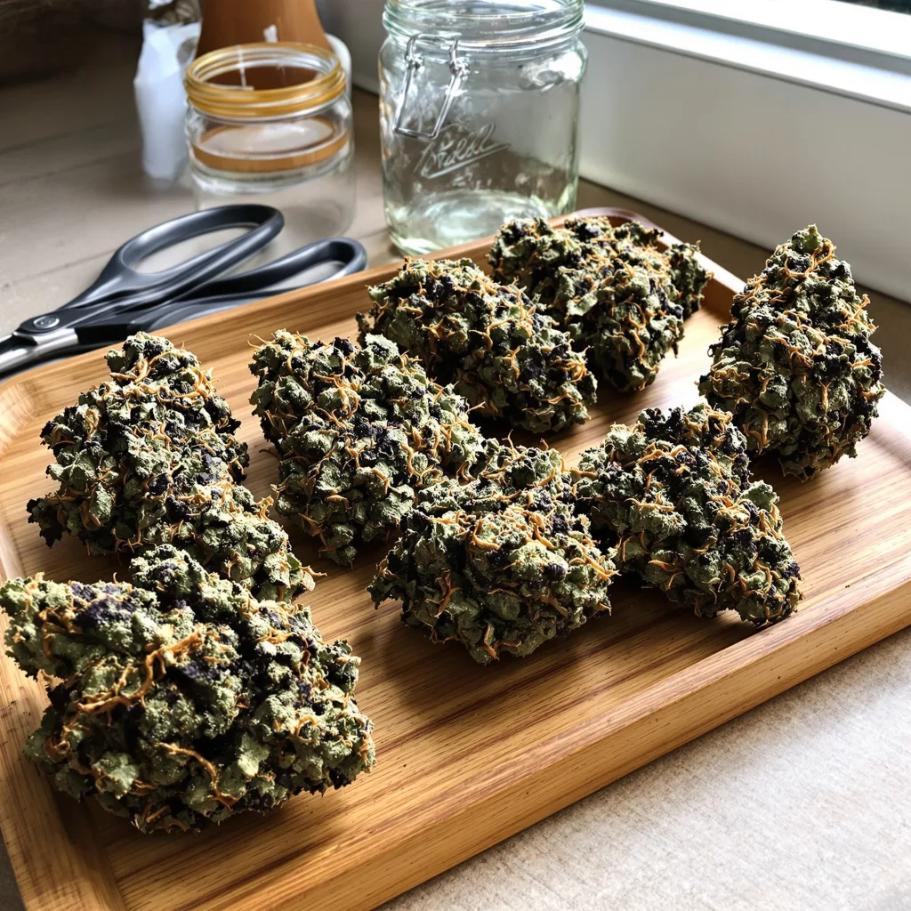 Pink Bubba 67% indica / 33% sativa — fleur avec trichomes visibles