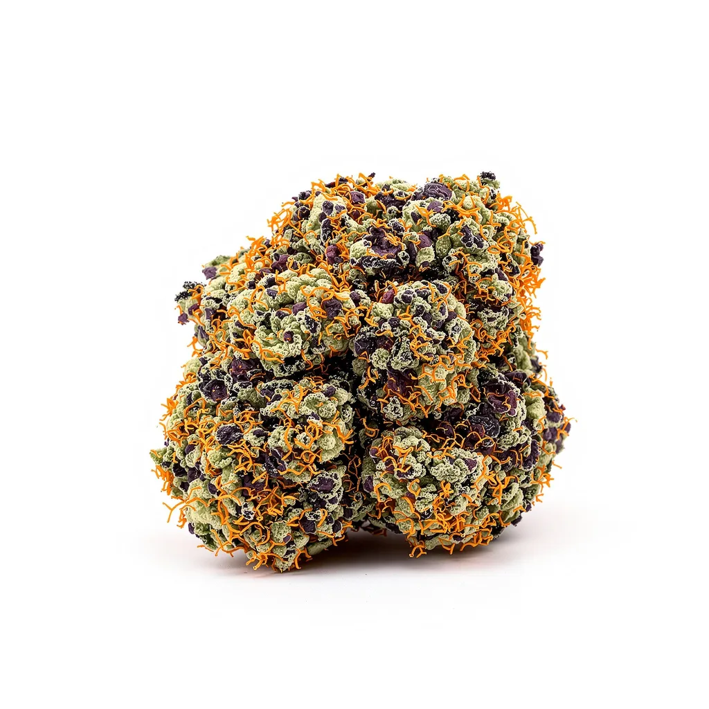 Pink Champagne 71% indica / 29% sativa — fleur avec trichomes visibles