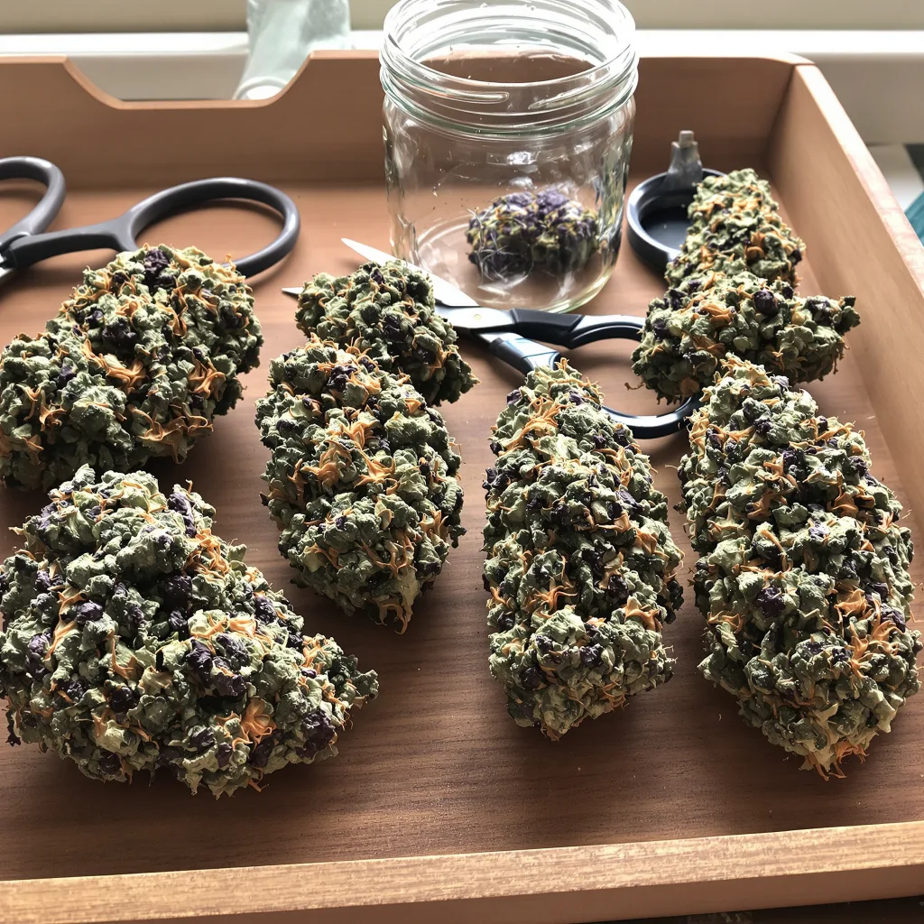 Pink Panther 70% indica / 30% sativa — fleur avec trichomes visibles