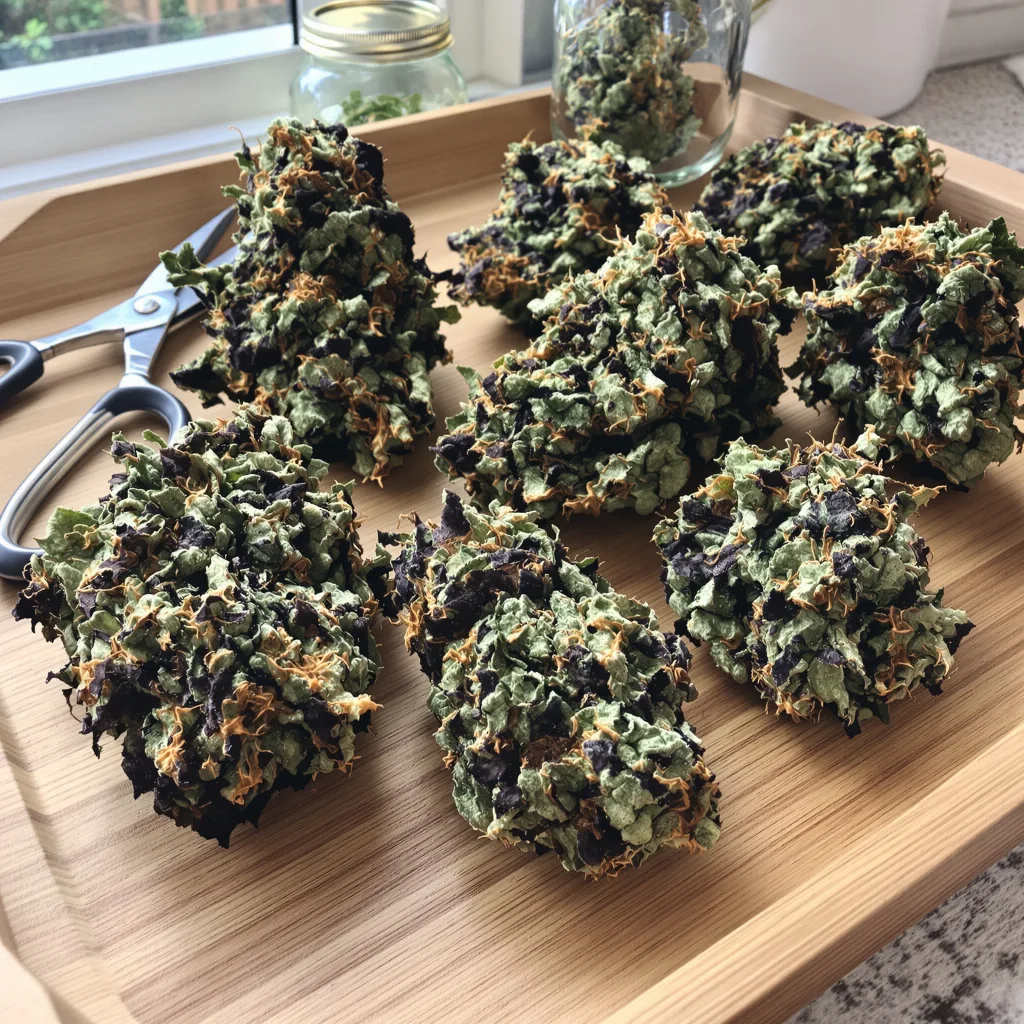 Pinkman Goo 80% indica / 20% sativa — fleur avec trichomes visibles