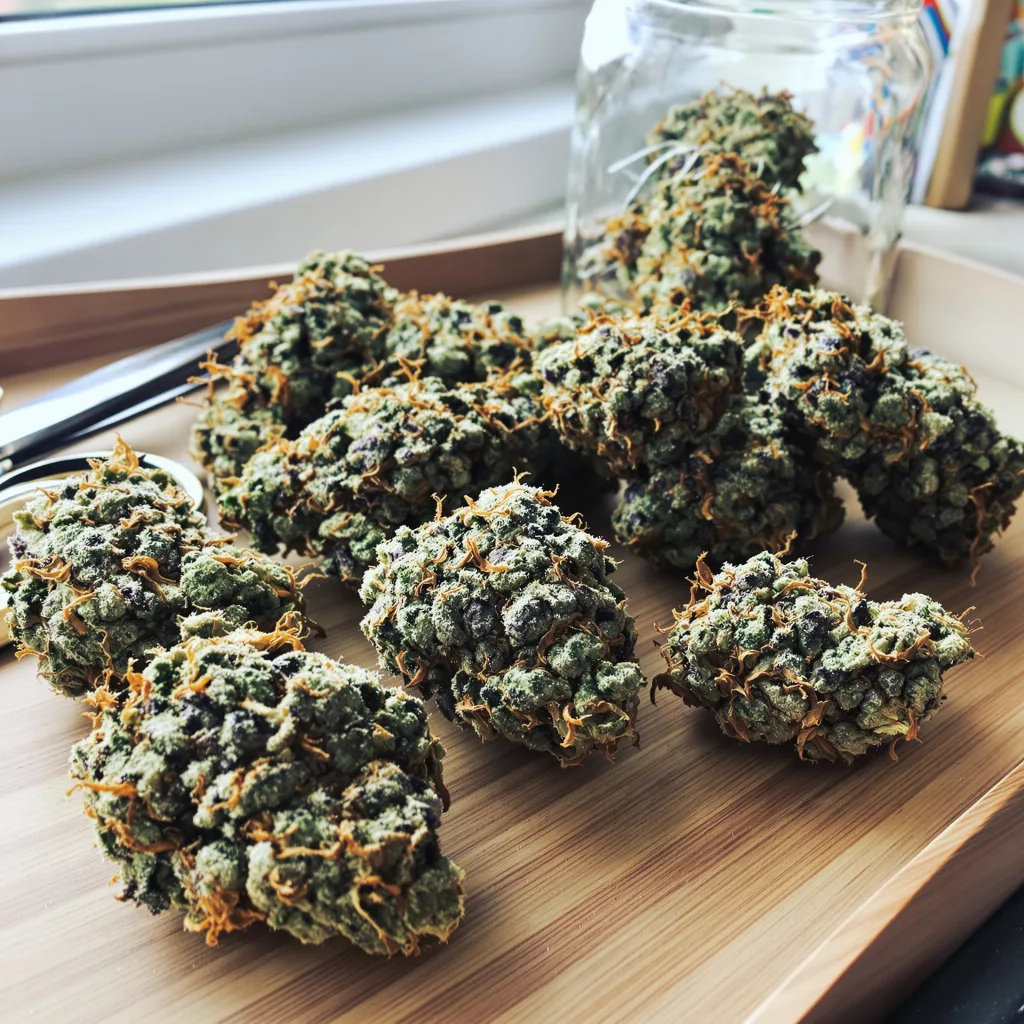Platinum GSC 60% indica / 40% sativa — fleur avec trichomes visibles