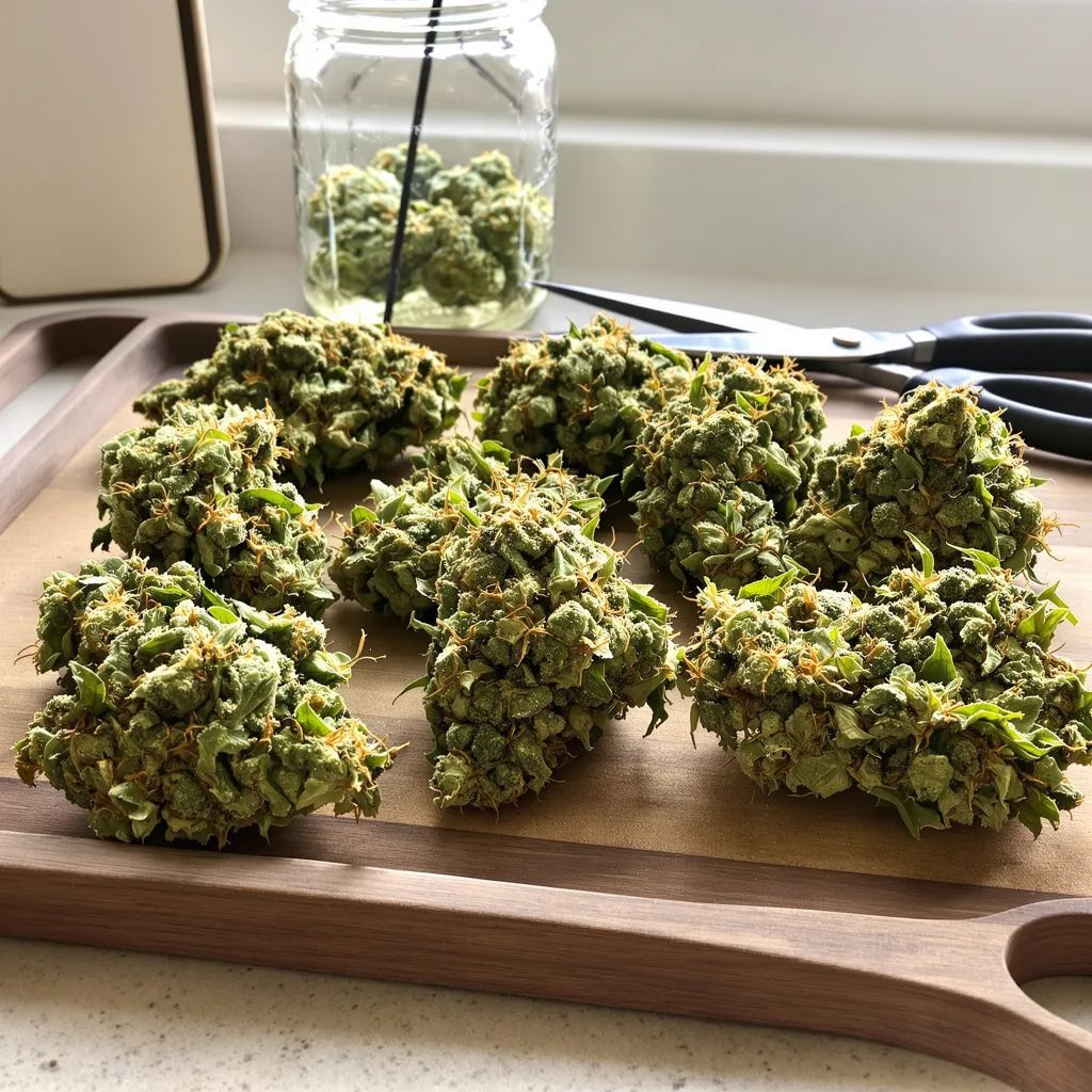 Platinum Wreck 25% indica / 75% sativa — fleur avec trichomes visibles