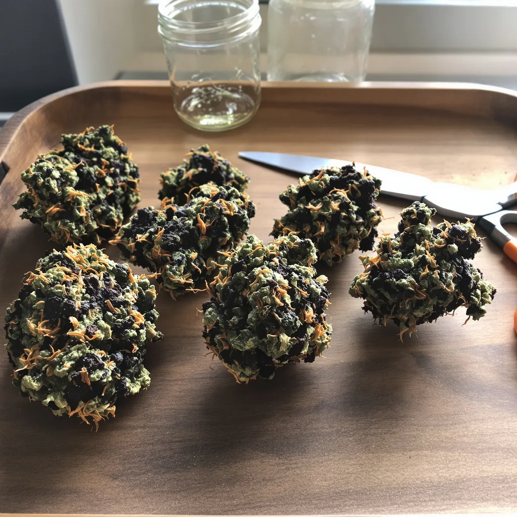 Pokie 67% indica / 33% sativa — fleur avec trichomes visibles