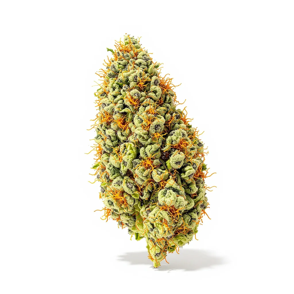 Power Plant 16% indica / 84% sativa — fleur avec trichomes visibles