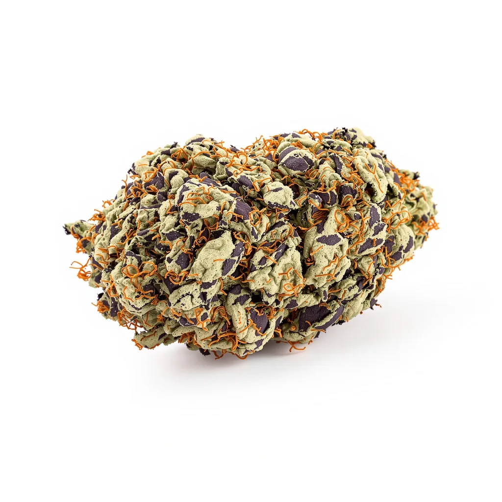 Pre-98 Bubba Kush 80% indica / 20% sativa — fleur avec trichomes visibles