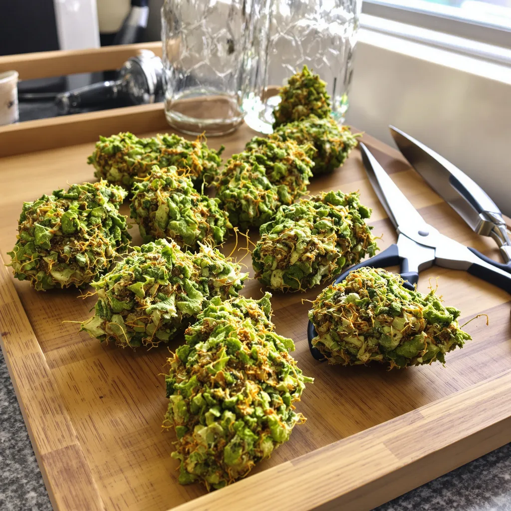 Project Blue Book 12% indica / 88% sativa — fleur avec trichomes visibles