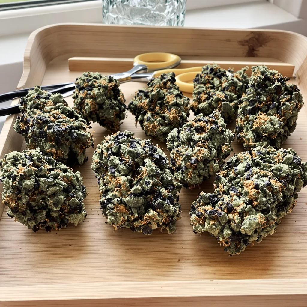 Puna Budder 70% indica / 30% sativa — fleur avec trichomes visibles