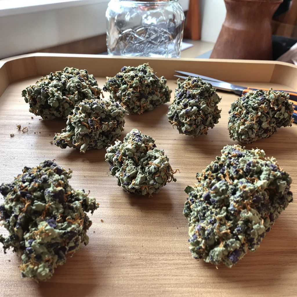 Puna Budder 70% indica / 30% sativa — fleur avec trichomes visibles